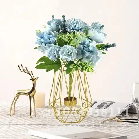 

9 Heads Artificial Flowers Peony Hydrangea Fake Flowers Living Room Bedroom Home Accessories Party Wedding Decoration Bouquet