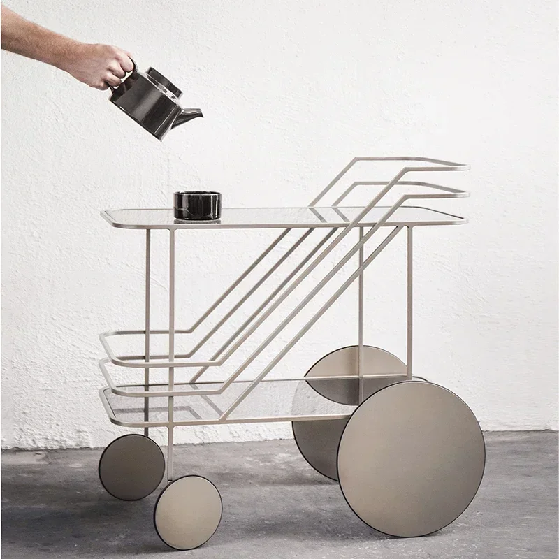 Nordic living room, home storage, restaurant, bar, movable double decker trolley