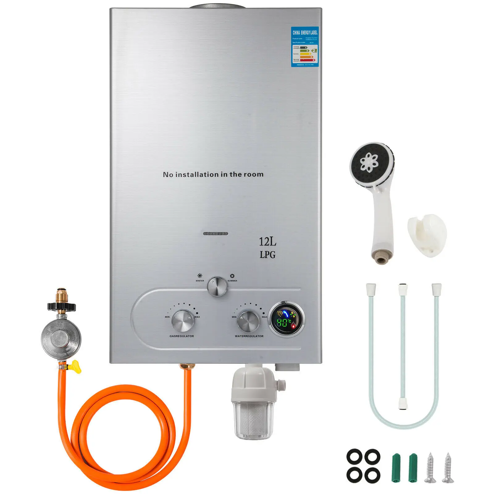 Pekai 12L LPG Water Heater Liquified Petroleum Gas Instant Tankless Propane Gas Water Heater
