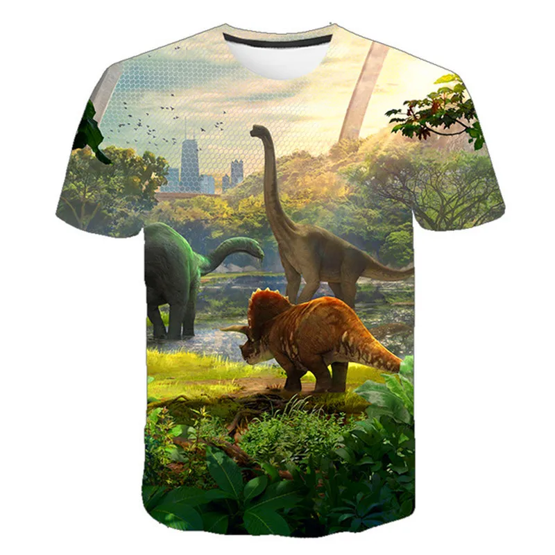 2022 Summer Fashion Unisex Dinosaur T-shirt Children Boys Short Sleeves Tees Baby Kids Cartoon 3D Print Tops Girls Clothes 3-14Y harry potter t shirt