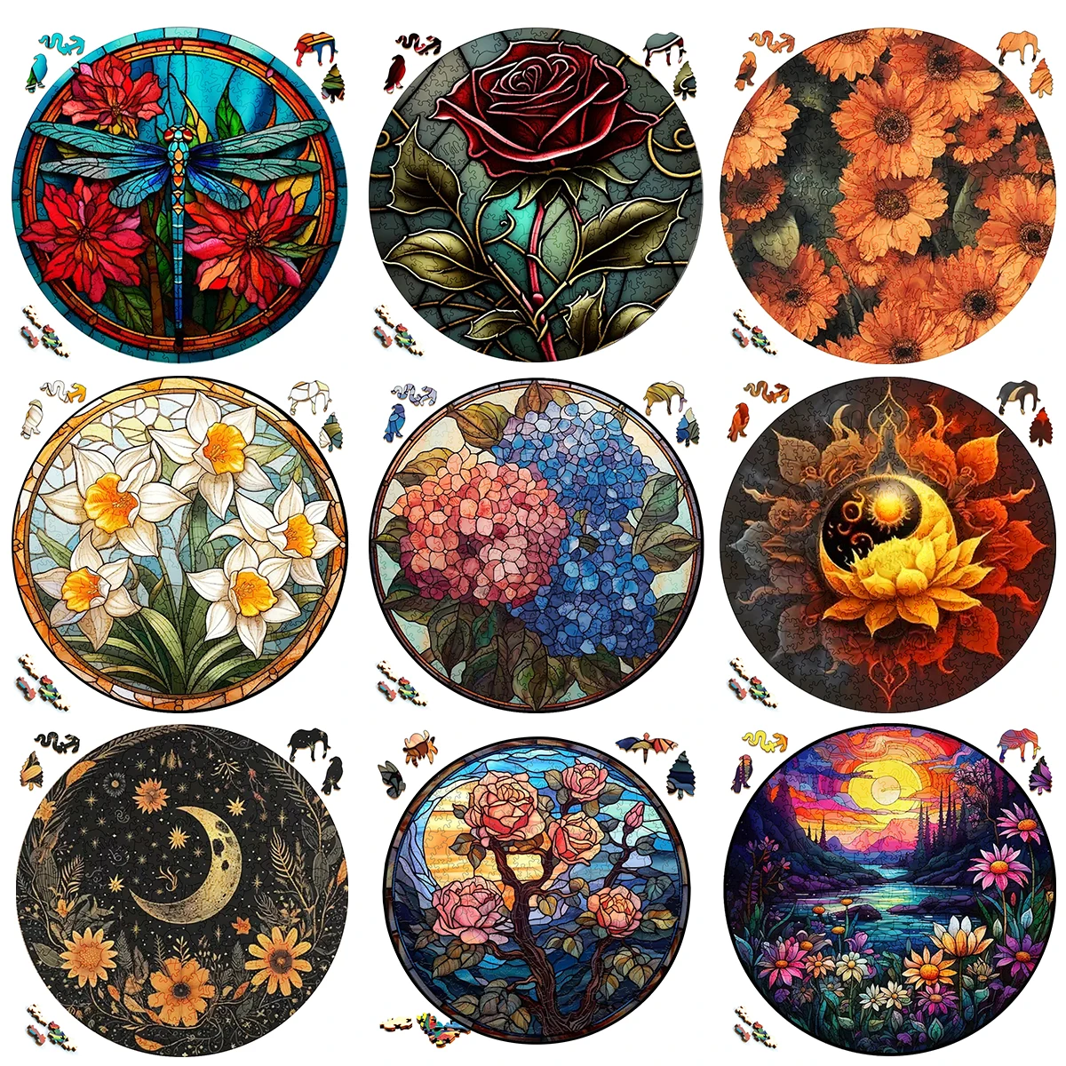 Puzzle In Legno Mandala Funny Flower Plant Surprise Toys Puzzle In Legno 3D Giochi Creativi Animali A Forma Rotonda Puzzle Segreto