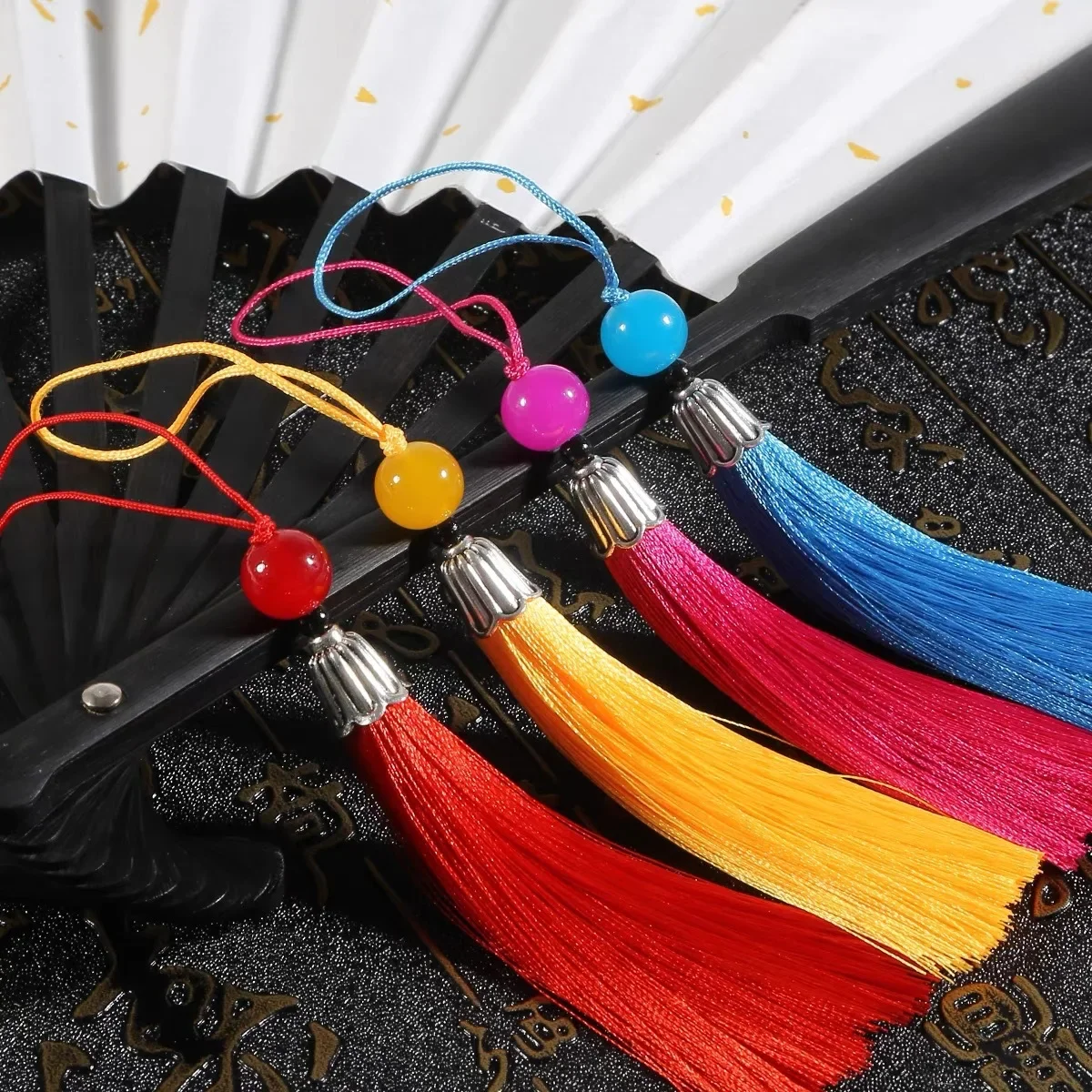 Tassel Fringe 10Pcs Tassels Silky Handmade Soft Tassels Jade Bead DIY Craft Jewelry Car Key Chain Decor Pendants Smooth Fringe Trim