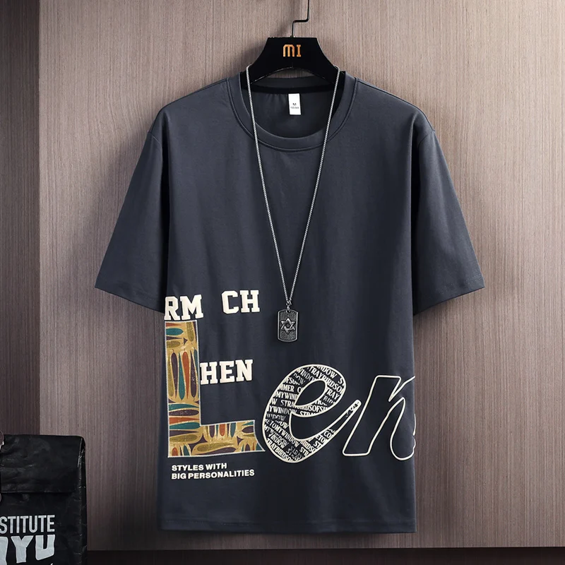 

Men's Clothing T-shirt Lettering Print Short Sleeve Oversized Top for Men and Women Y2k Harajuku Fashion T-shirt COTTON