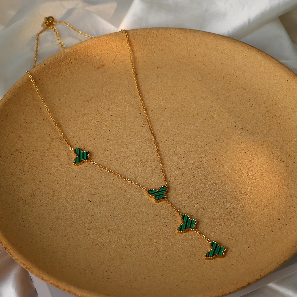 

New Trendy Stainless Steel Butterfly Long Pendant Necklace jewelry Plated Metal Texture Chain Necklace for Women Fashion Jewelry