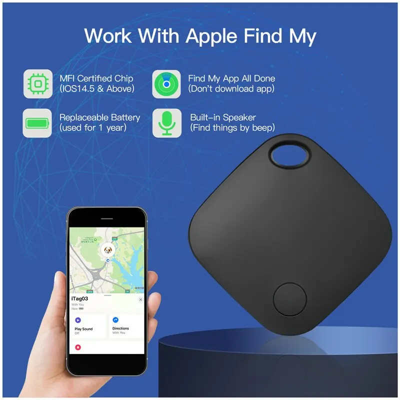 Il localizzatore GPS Bluetooth intelligente funziona con il mio dispositivo di promemoria anti-smarrimento dell'app per il localizzatore di sostituzione tag iPhone classificato MFI