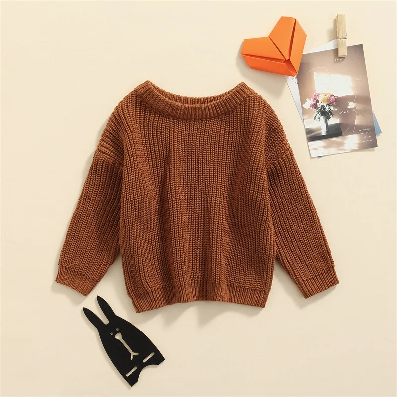 Newborn Baby Sweater Girls Boys Autumn Winter Clothing Solid Color Long Sleeve Pullover Knit Tops Infant Knitwear baby girls sweater