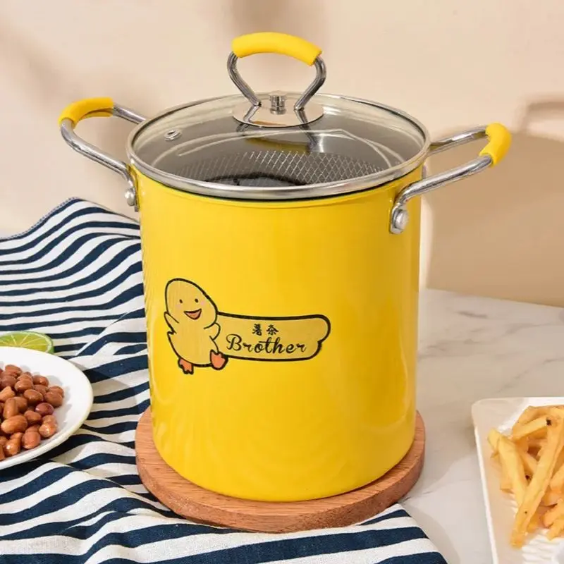 3L Iron 18cm Deep Fry Pot Kitchen Fryer With Strainer
