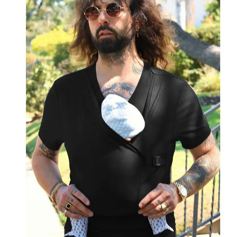 summer Parent-child clothing Multifunction kangaroo dad kangaroo mom comfort T-shirt vest hold baby clothes women's clothing 4