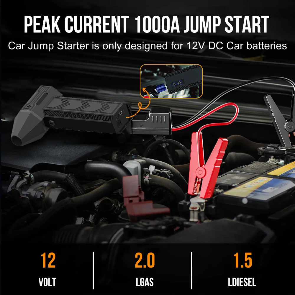 2 In 1 Compressed Air Duster Jump Starter 130000rpm Electric Air Blower Portable Jet Turbo Fan Dust Snow Blower 7200mAh Battery