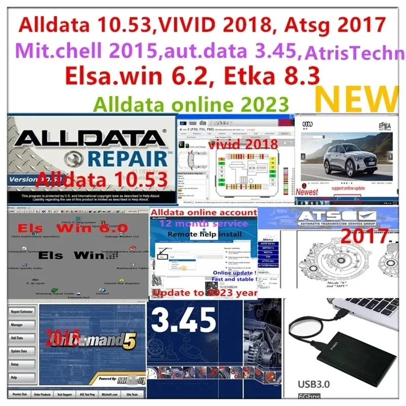 Newest alldata 2023 year online software auto repair Alldata 2014 year autodata 3.45 mit chell 2015 elsawin 6.0 etk.a 8.3 Stakis