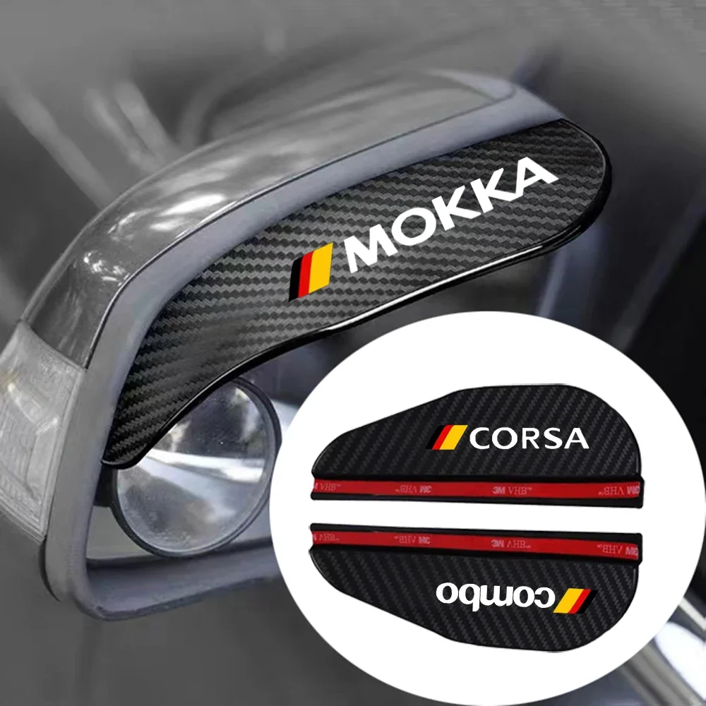 2x Car Rearview Mirror Rain Eyebrow Protector Rain Sticker for Opel Corsa Insignia Adam Zafira Grandland Crossland X Meriva OPC