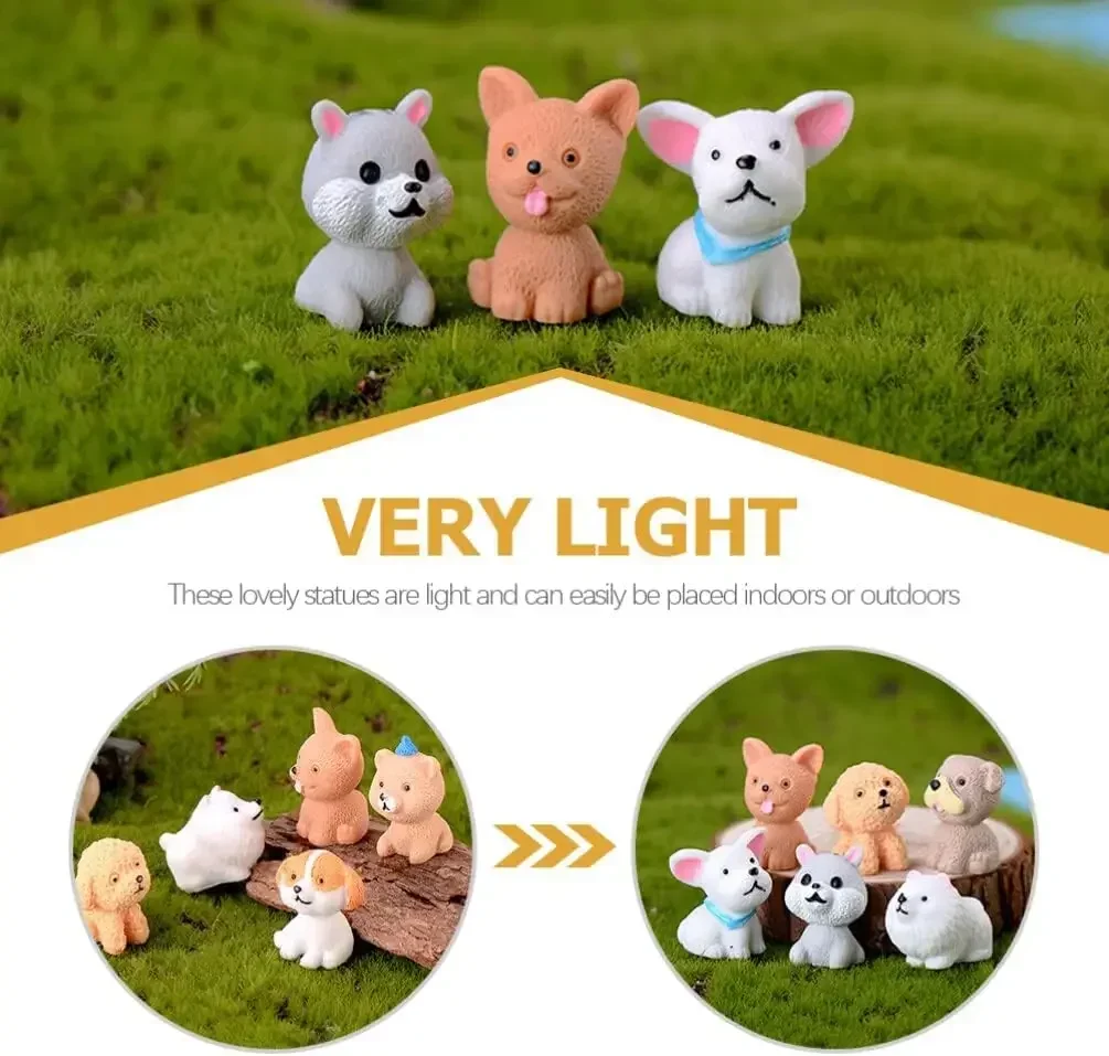 Cute Puppy Mini Resin Dogs Miniature Figurines 12PCS for Fairy Garden Accessorie