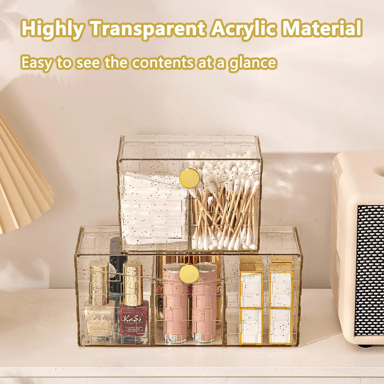 Acrylic Qtip Holder,Cotton Swab Holder,Bathroom Jars With Lids Set,Apothecary Jar Dispenser For Cotton Ball,Bath Salts 6