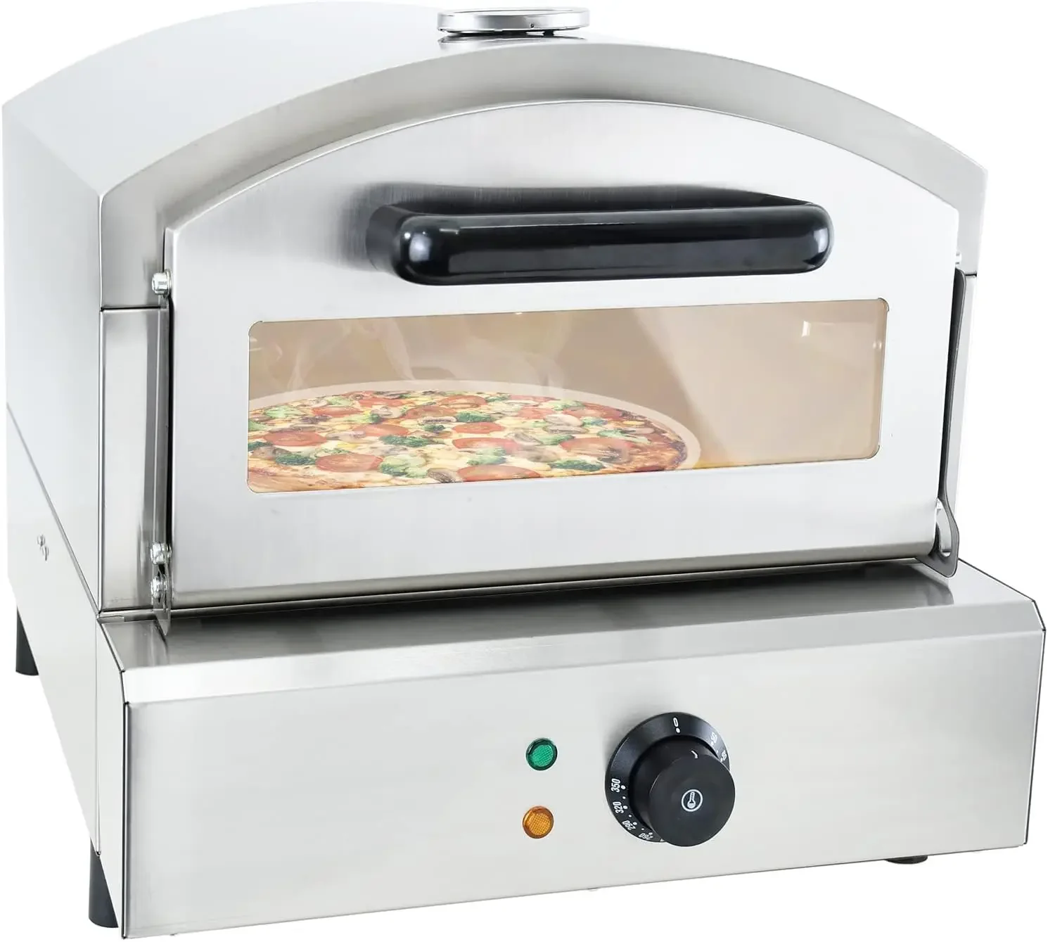 Countertop Stainless Steel Maker with 12 inch Round Pizza Stone Portable Solo Stove Pizza Ovens Suitab