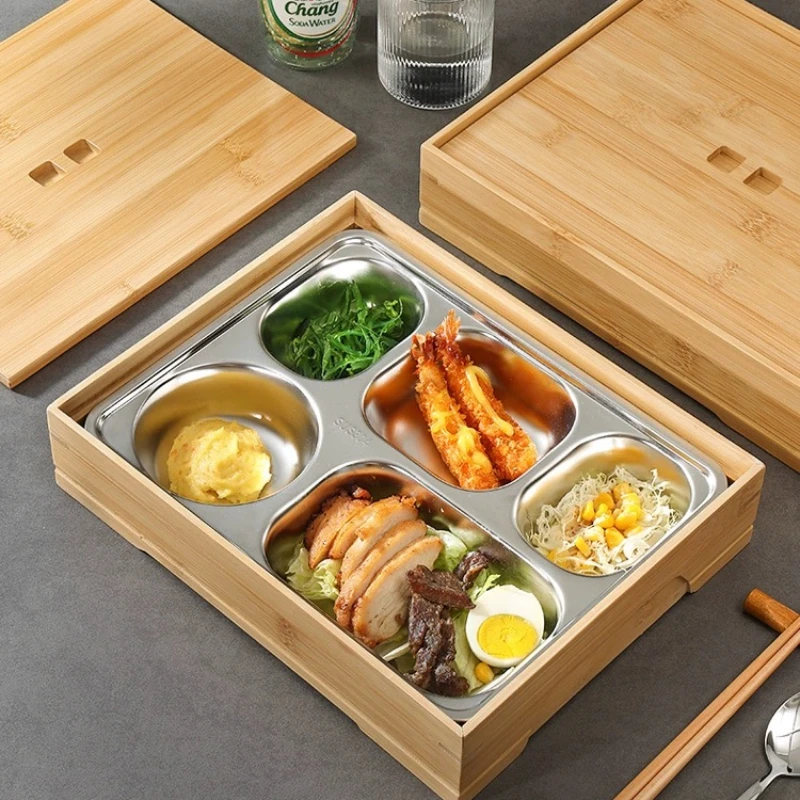 일본 스테인리스 스틸 어린이 도시락, 비즈니스 대나무 도시락, 가정 주방 액세서리, 식품 보관 용기 