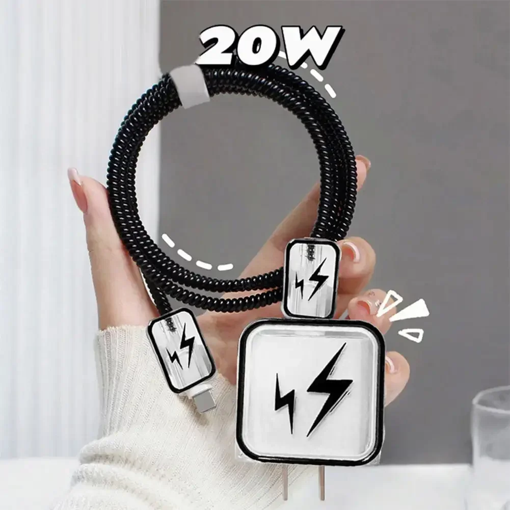Elegant Creative Line Art Case with Charger Protector & Wire Winder