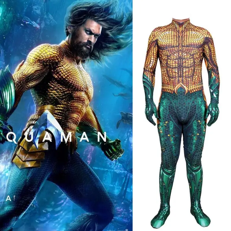 Aquaman Arthur Curry Costume Cosplay Spandex Supereroe Zentai Costume Da Bagno Tute Aquaman Costume Di Halloween