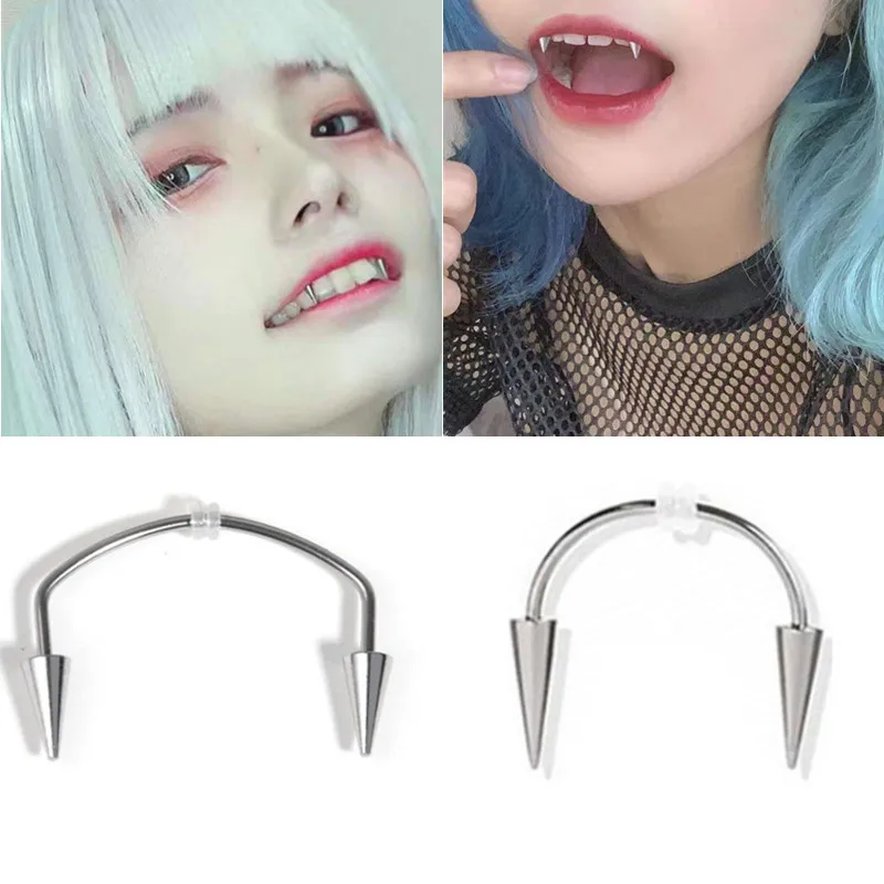 Titanium Steel Stainless Steel Smile Lip Tiger Tooth Nail Zombie Tooth Lace Nail Vampire Piercing Jewelry body jewelry,body piercing jewelry,piercing jewelry,metal jewelry