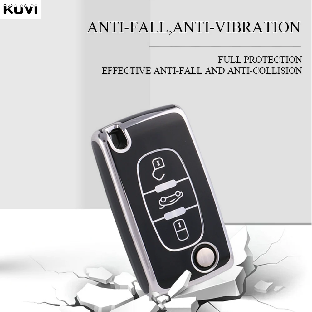 Key Case TPU Flip Remote Car For Citroen C2 C3 C4 C5 C6 Xsara Berlingo For Peugeot 207 307 308 407 607 807 Protector Fob