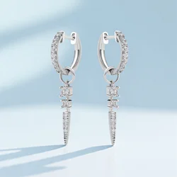 Silver Zircon Hip Hop Punk Pendant Earrings - Unisex Minimalist Jewelry (White)