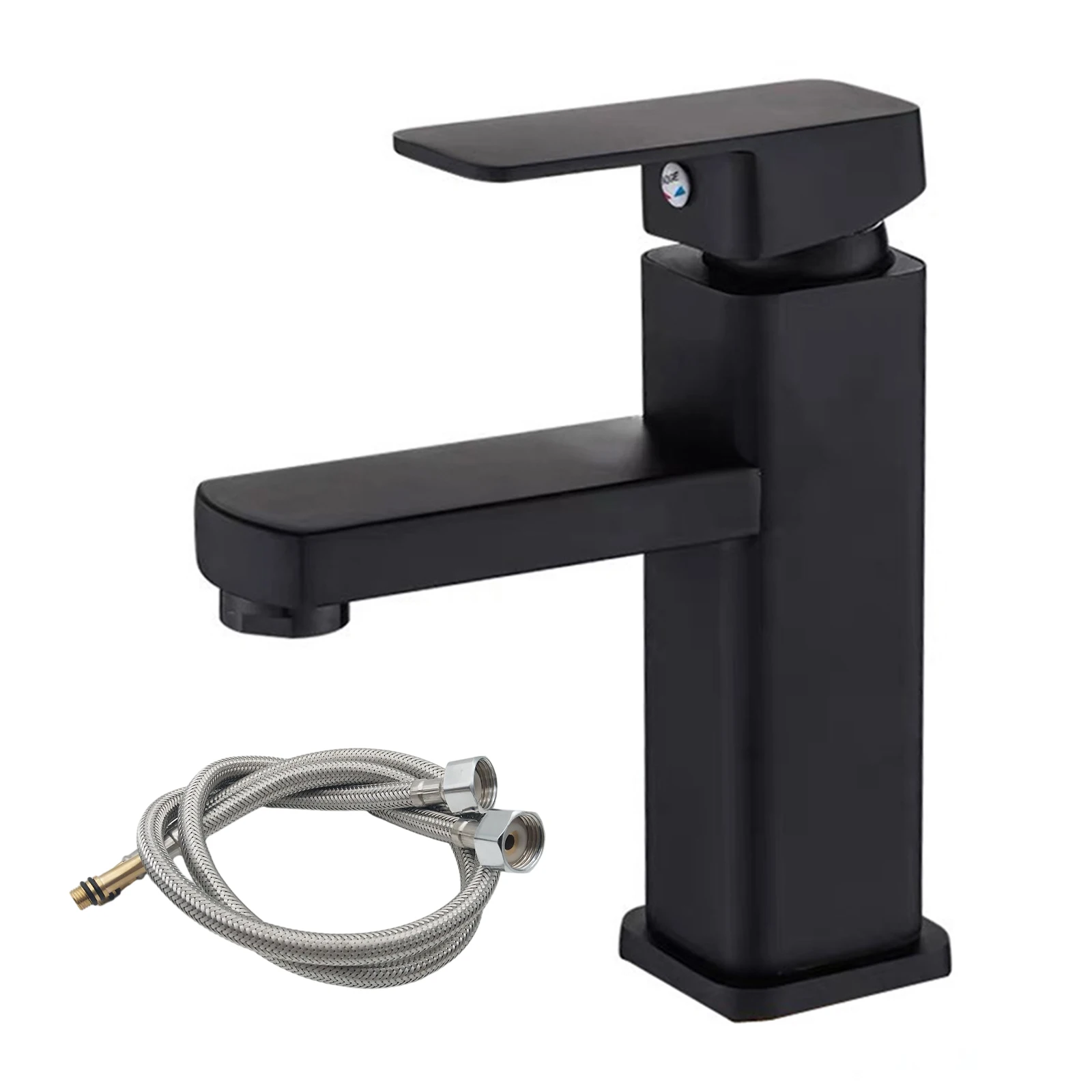 

Bathroom Basin Faucet Hot Cold Water Mixer Taps Single Lever Bathroom Stainless Steel Tap Black Deck Mounted Sink Faucets