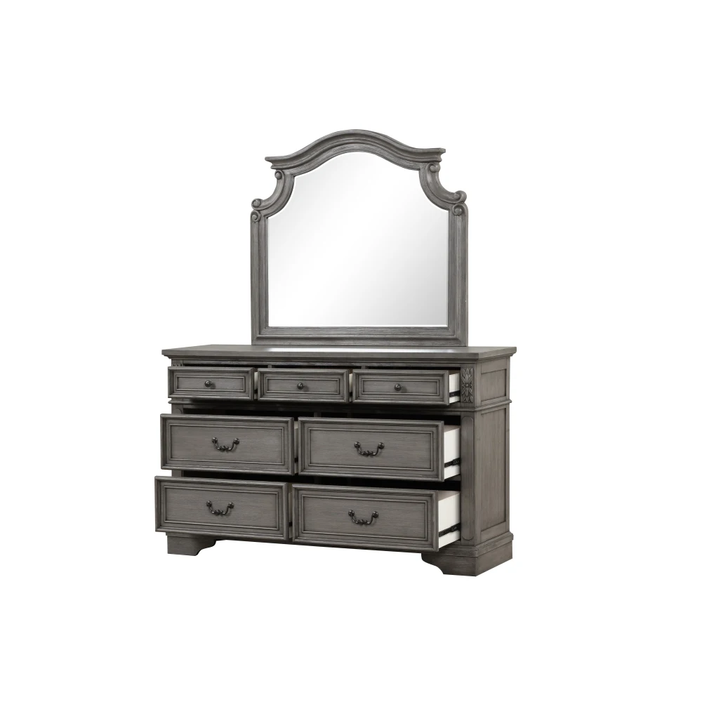 5-Piece Rustic Gray Wood Queen Bedroom Set - Traditional Style 6