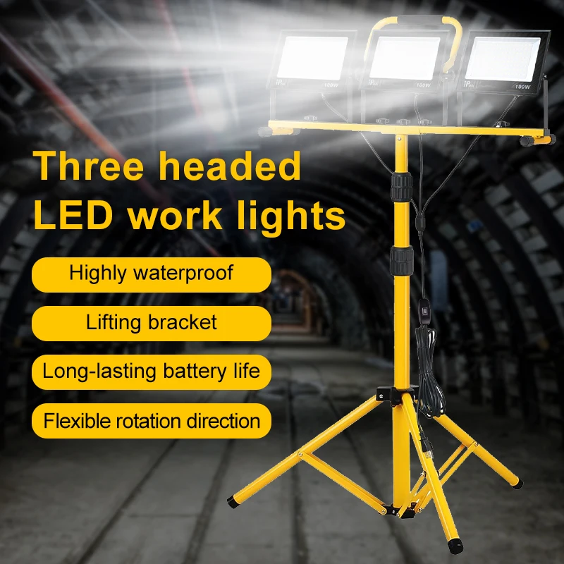 LED Work Light Work Light Portable Work Light Tripod Light Stand Portable Emergency Floodlight Waterproof Floodlight for Outdoor Camping Hiking Garage