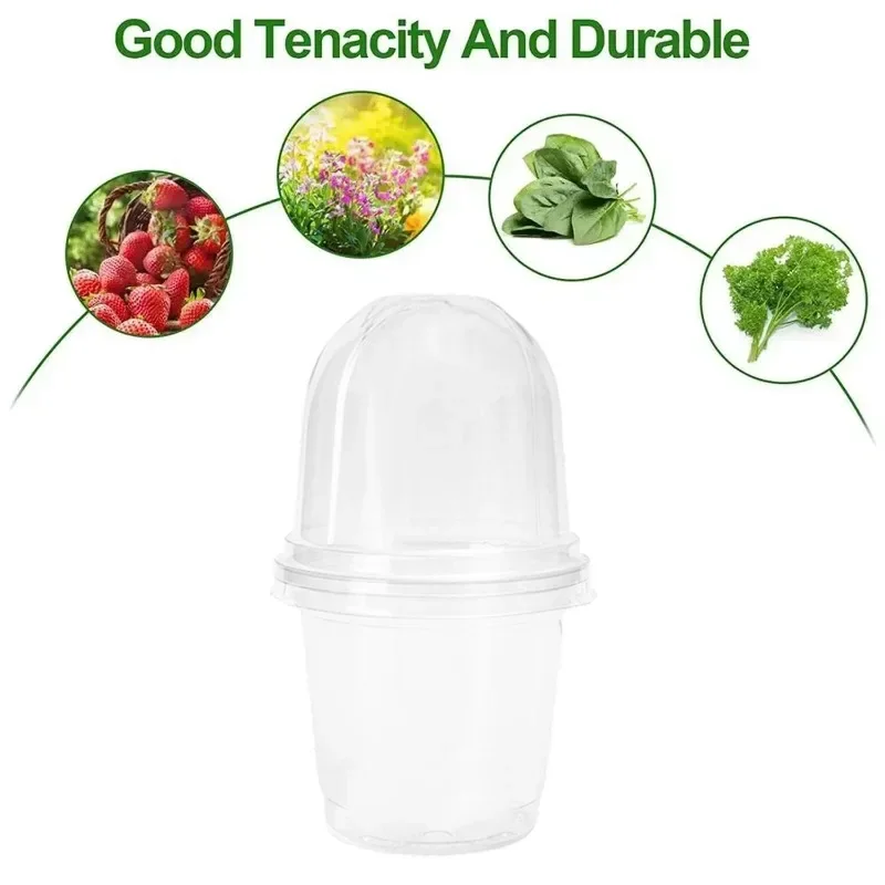 Clear Nursery Pots with Covers - Plant Seedling Holders and Garden Containers (5/10 Pack)