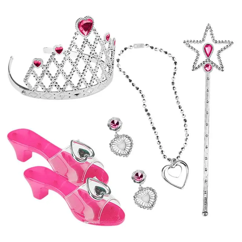 

Princess Shoes Play Set Princess Dress Up Shoes Set Little Girls Role Play Play Dress Up Shoes Crown Wand Earrings Necklace For