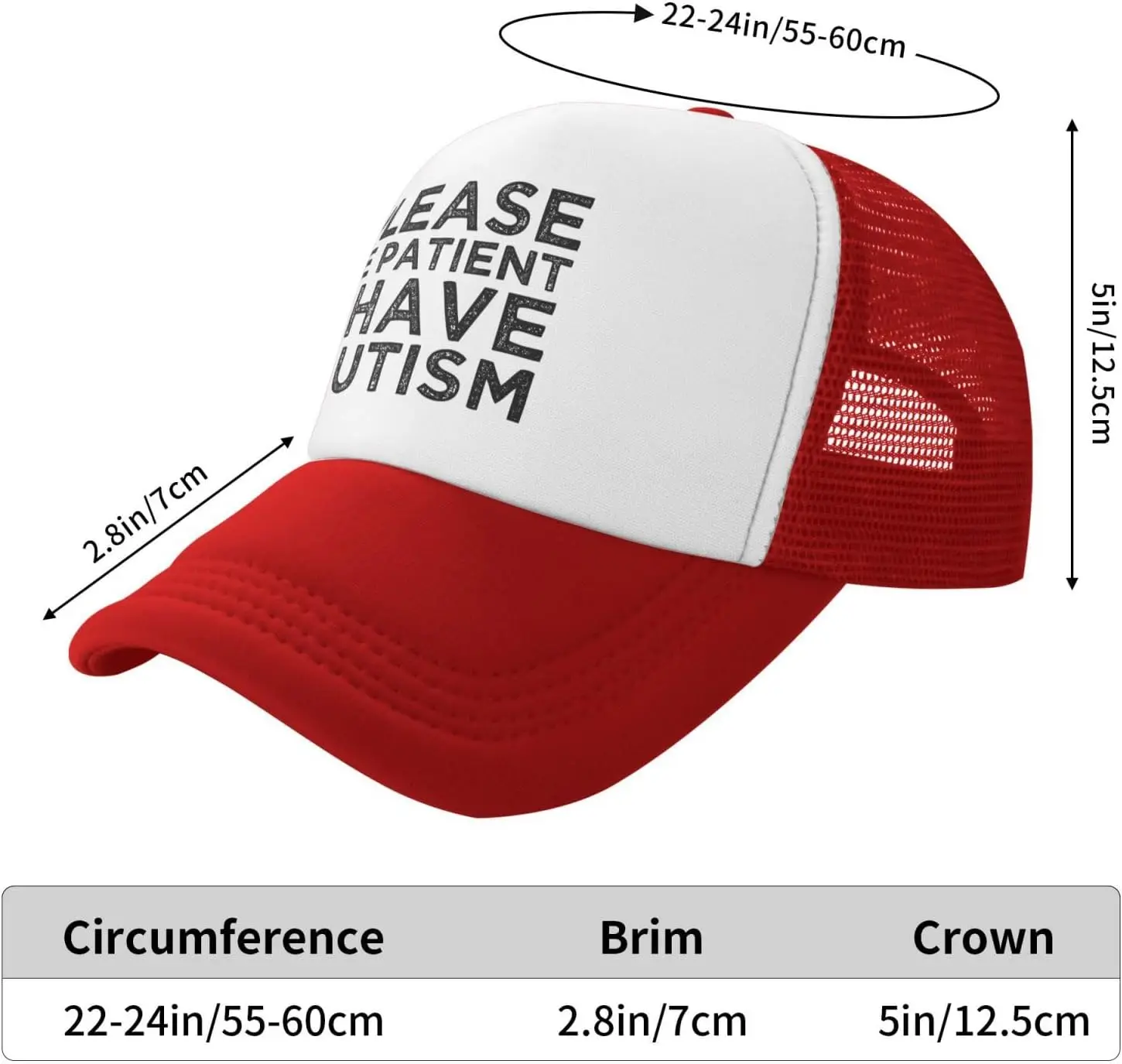 Please Be Patient I Have Autism Funny Hat Unisex Adult Trucker Caps Fishing Adjustable Cap Classic Sport Hats