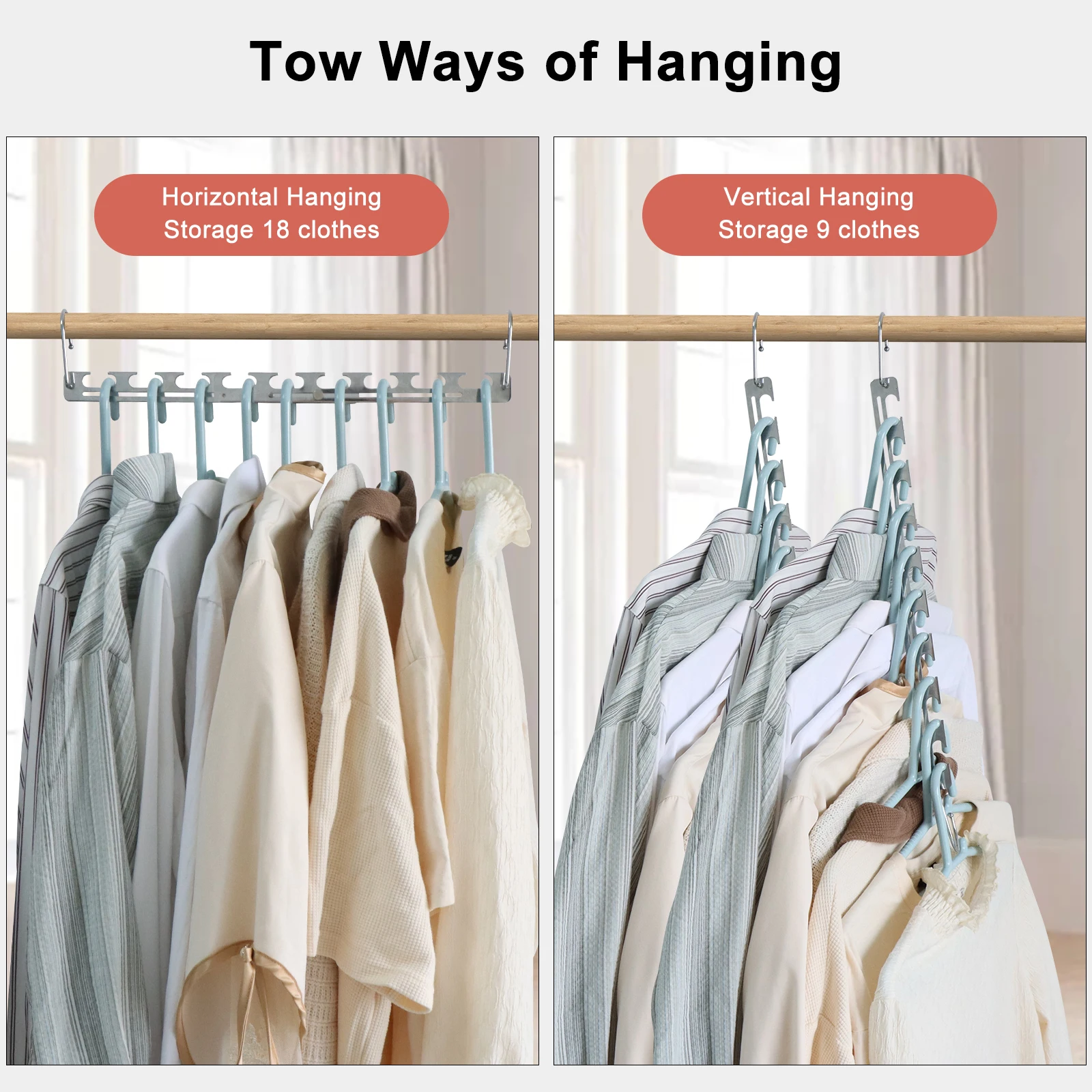 Metal Cascading Space Saving Closet Hangers 5pc Set