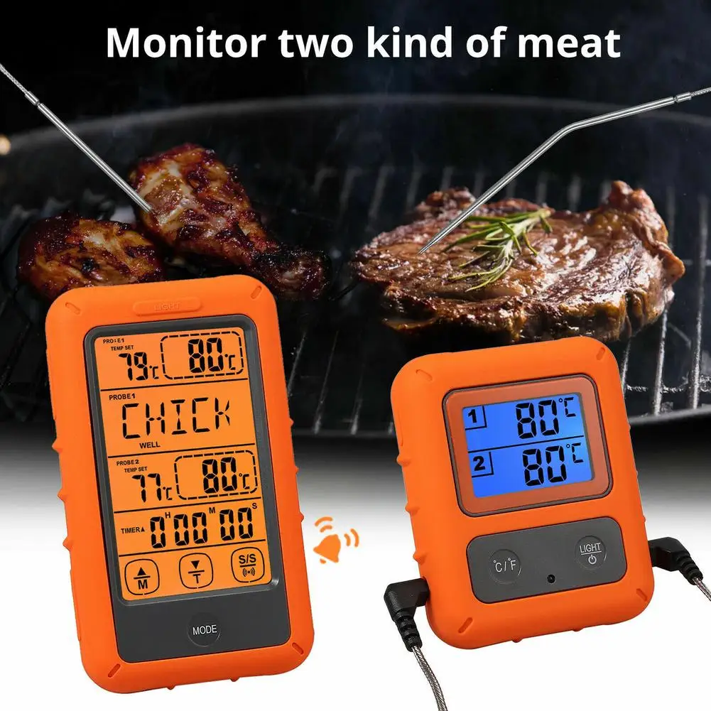 150m Remote Wireless Food Kitchen Thermometer Dual Probe Bbq Grill Food  Cooking Kitchen Meat Thermometer With Timer Function - Thermometer  Hygrometer - AliExpress