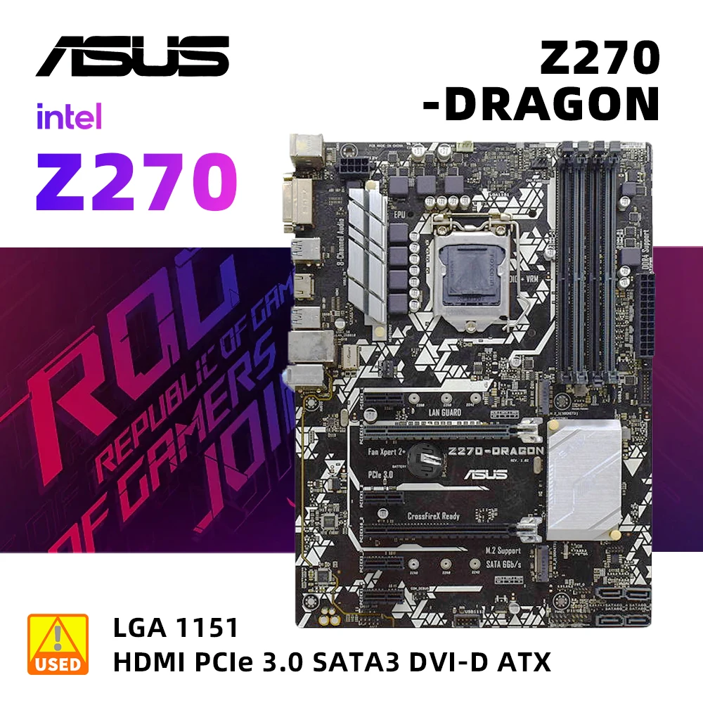 

LGA 1151 Motherboard kit Asus Z270-DRAGON + I5 7400 cpu DDR4 64GB Intel Z270 Motherboard set SATA3 pciex16 m.2 ATX