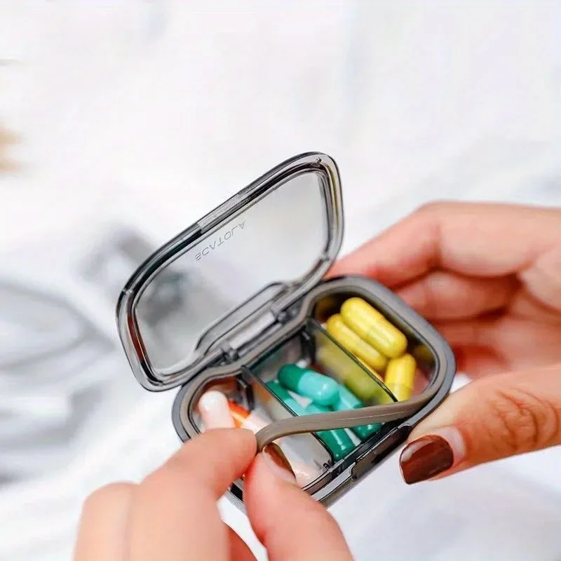 Portable Pill Organizer Box Mini Travel Pill Splitter, Dustproof ABS Plastic, Compact Design for Daily Use, Work & Outings