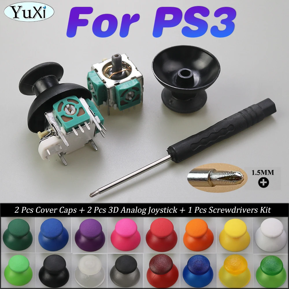 

1Set For PS3 3D Analog Joystick Sensor Module Potentiometer Thumbstick Caps Cover For PlayStation 3 Gamepad Controller Kit