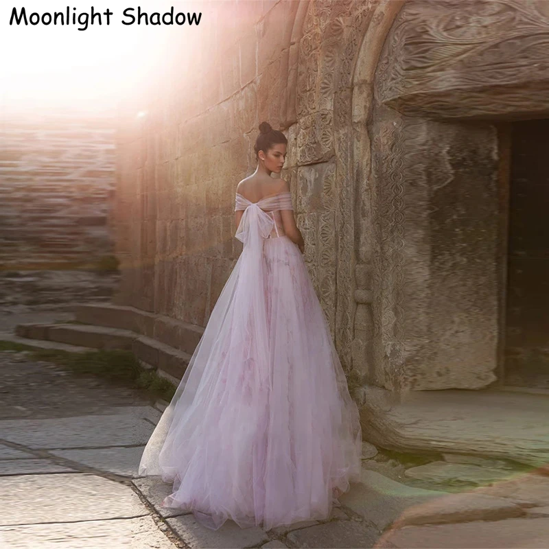 white christmas dresses Spaghetti Strap Tulle Light Pink Beach Wedding Dress WD338 US0 / Custom Color main image 0