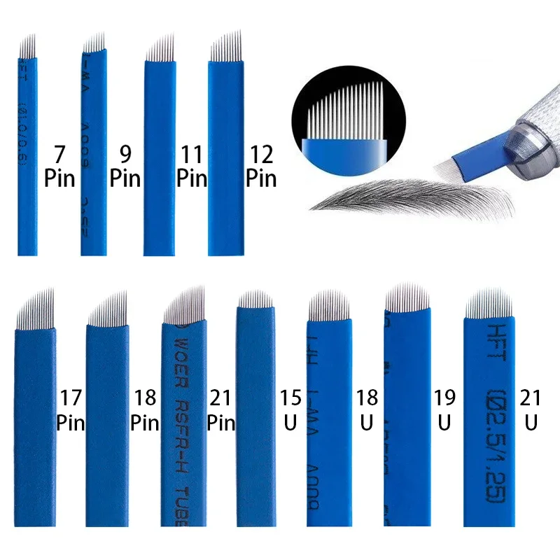 

100Pcs Microblading 0.18mm Tebori Blades Needles Sterilized Needle Nano Blade 18U for Manual Eyebrow Tattoo Makeup Tool