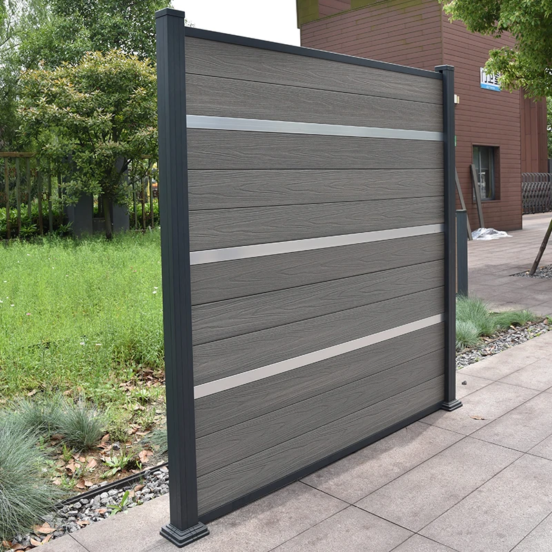 Hot selling outdoor decorative aluminum frame wpc garden fence 4
