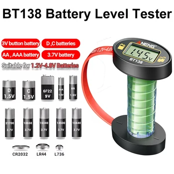 Tester batteria, design magnetico con display digitale, rilevamento rapido di 1 secondo per batterie AA/AAA/9 V/pulsante/leitio, nessuna alimentazione necessaria