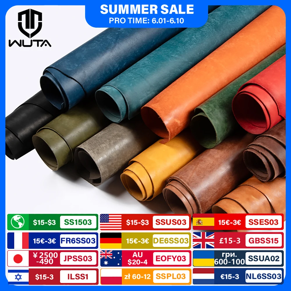 WUTA 1/3/5Sq.ft Vintage Frosted Vegetable tanned Cowhide Leather First Layer Genuine Skin DIY Handmade Craft Bag Wallet Material 1