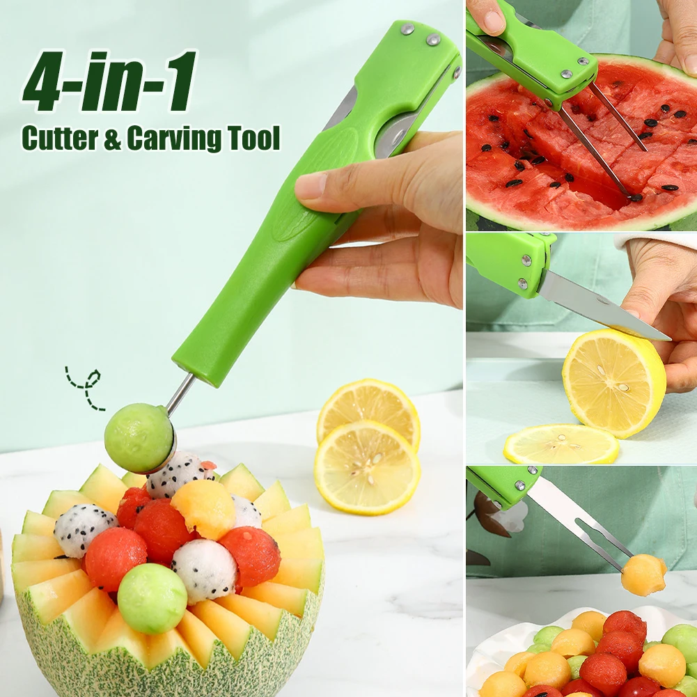 

Melon Cutter Scoop Fruit Carving Knife Fruit Cutter Stainless Steel Fruit Ball Scoop Fruit Cutting Carving Tools Kitchen Gadgets