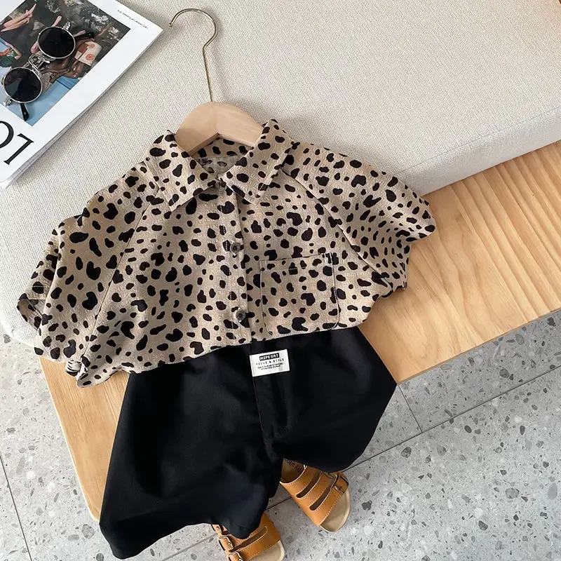 

Children Clothes Boys Short Sleeved Shirt Summer Baby Summer Top New Children Shirt Children Korean Turn-down Collar Shirt