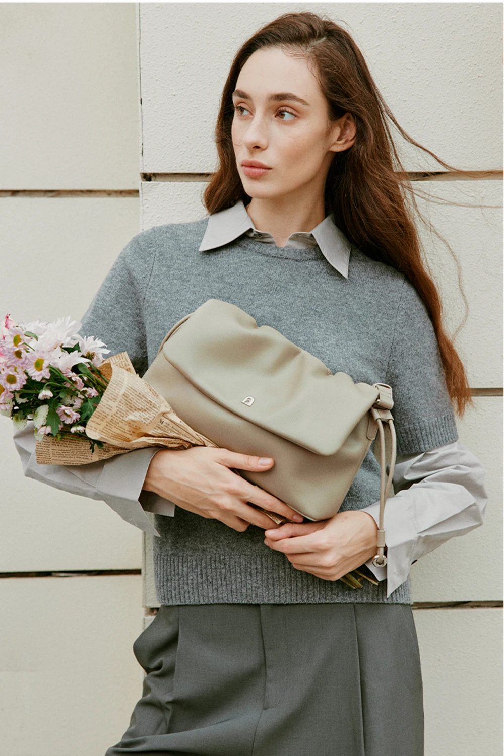 Side view of leather bag