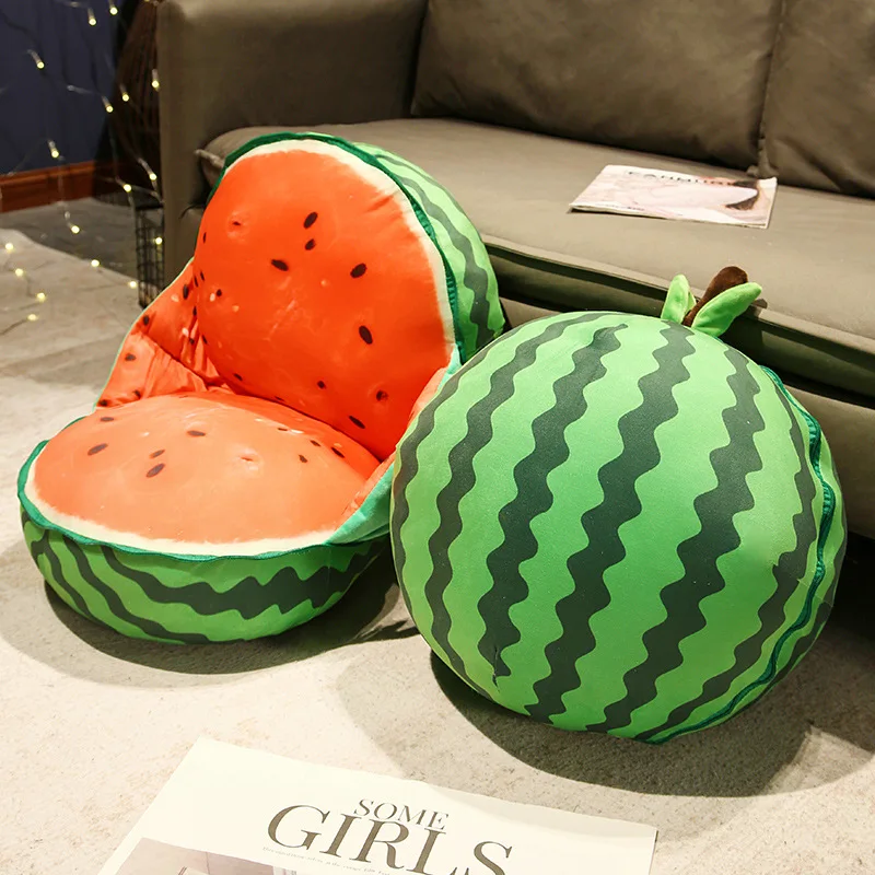 

40*60CM Creative Simulation Watermelon Plush Sofa Cushion Stuffed Soft Open Watermelon Pillow with Zipper Nice Home Decor