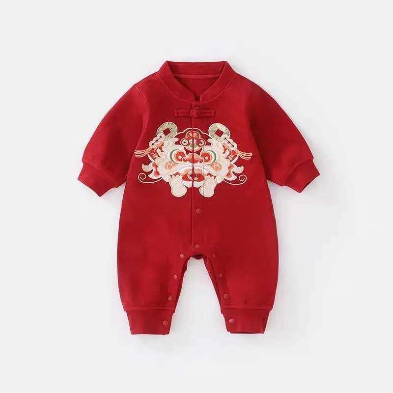 Autumn Jumpsuit Chinese Style Baby Boy Clothes Full Moon One Hundred Day One Year Old Dress 4
