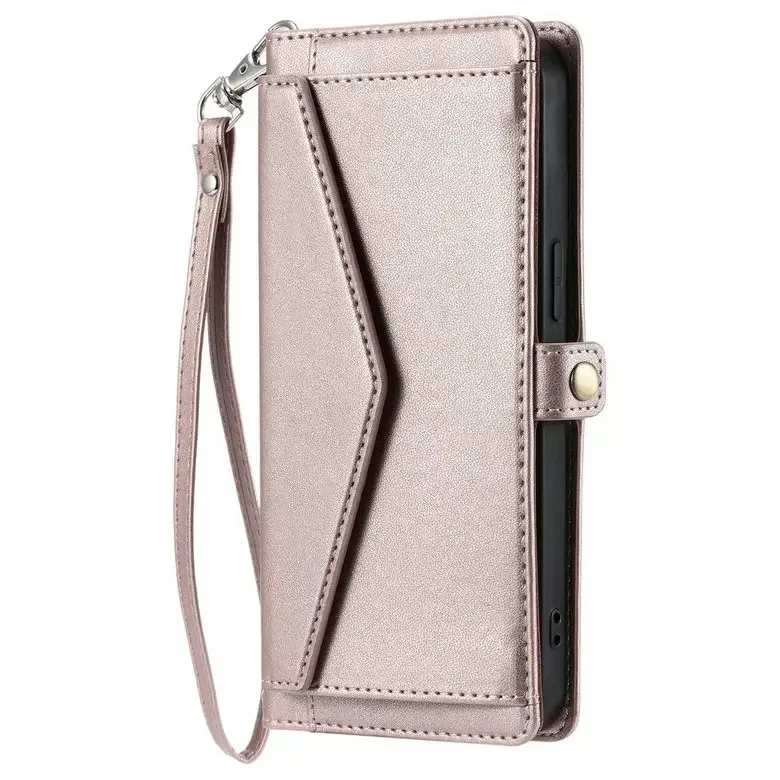 Luxury Crossbody Leather Wallet Phone Case with Book Cover Design