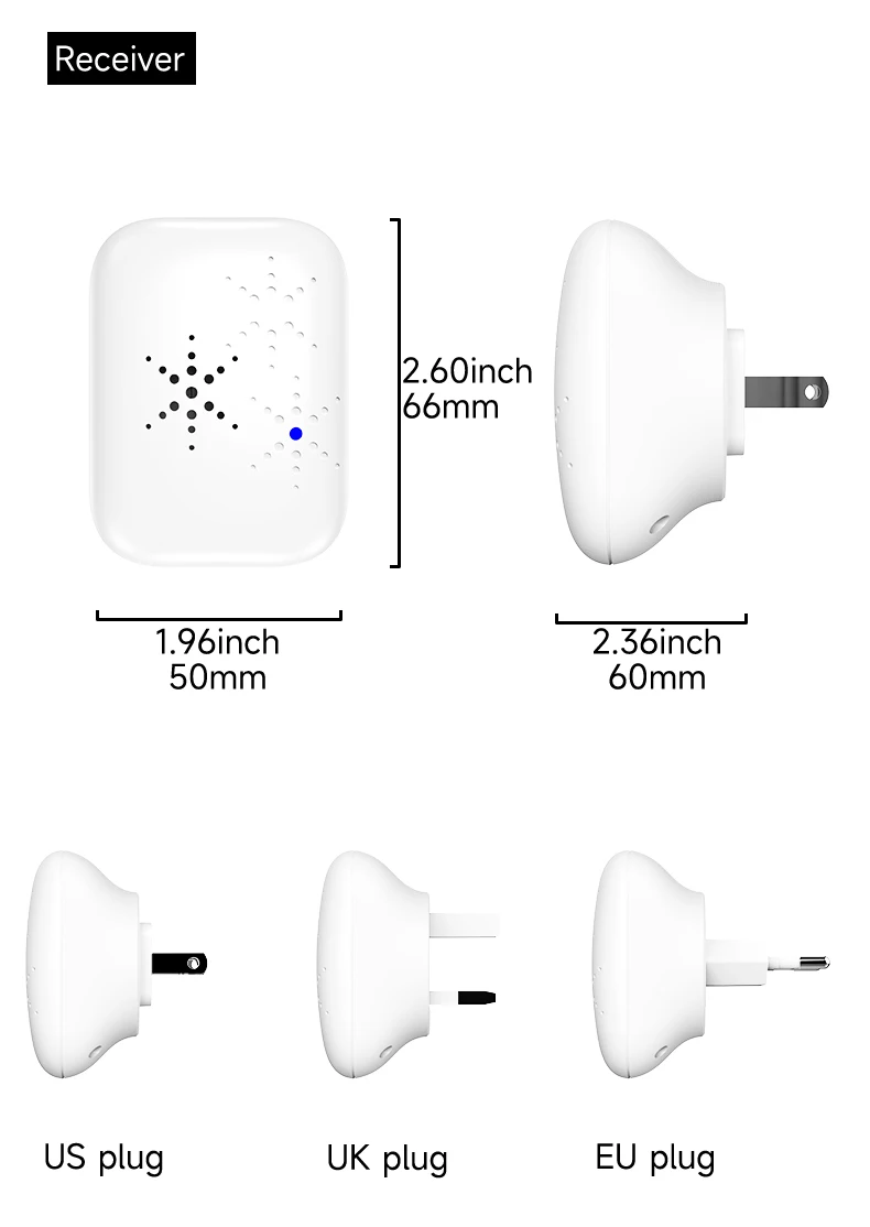 Kabellose Türklingel mit 38 Melodien, 90dB, Selbstversorgende Energie, Wasserdicht, Fernbedienung, Modernes Design, Kinetische Energie, EU/US/UK-Stecker – Detail 11