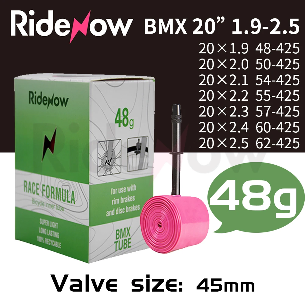 

RideNow BMX 425 20 внутренняя труба велосипеда из ТПУ 20 дюймов 425 Шин 48 г 45 мм Французский складной велосипед
