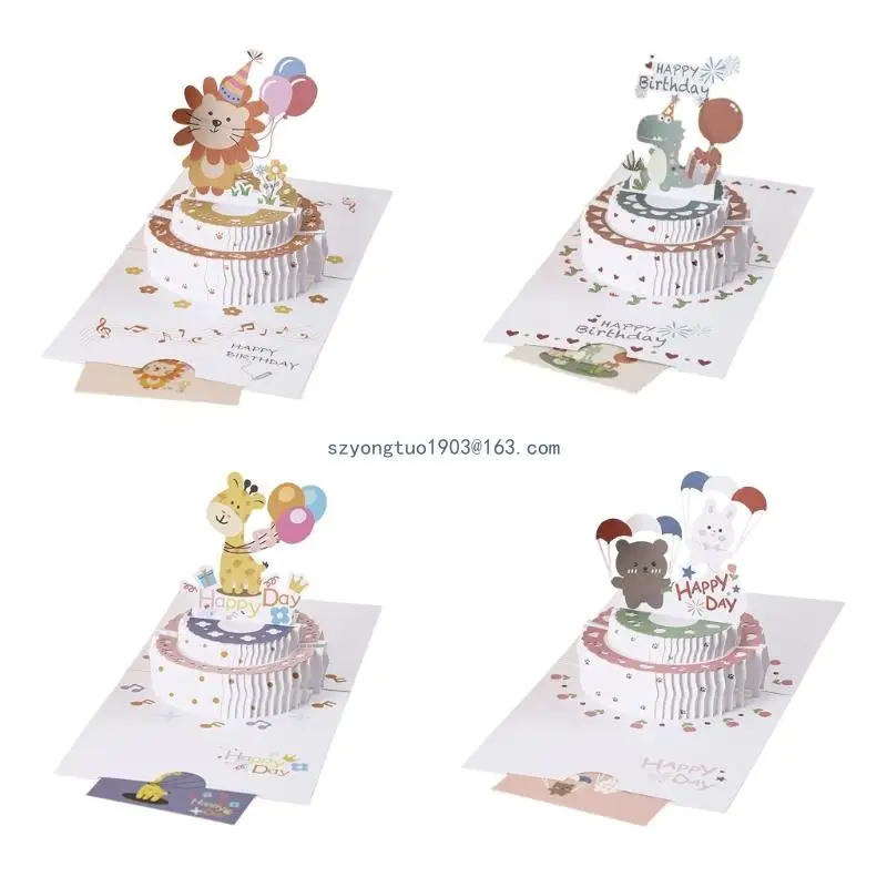 

Восхитительная складная поздравительная открытка с тортом. Отпразднуйте день рождения. Открытка складная.