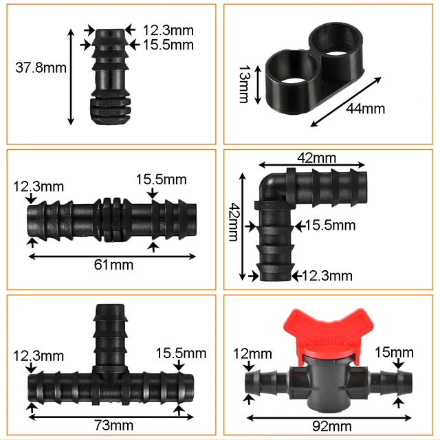 21Db Csepegtető Öntözőszerelvények Készlet Egyenes Póló Könyök Dugó 1/2 Hüvelykes 16 Mm -Es Cső Kerti Öntözéshez - Image 6